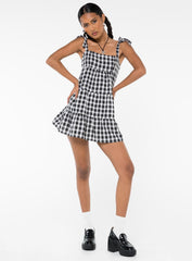 Lilah Gingham Mini Dress Black / White