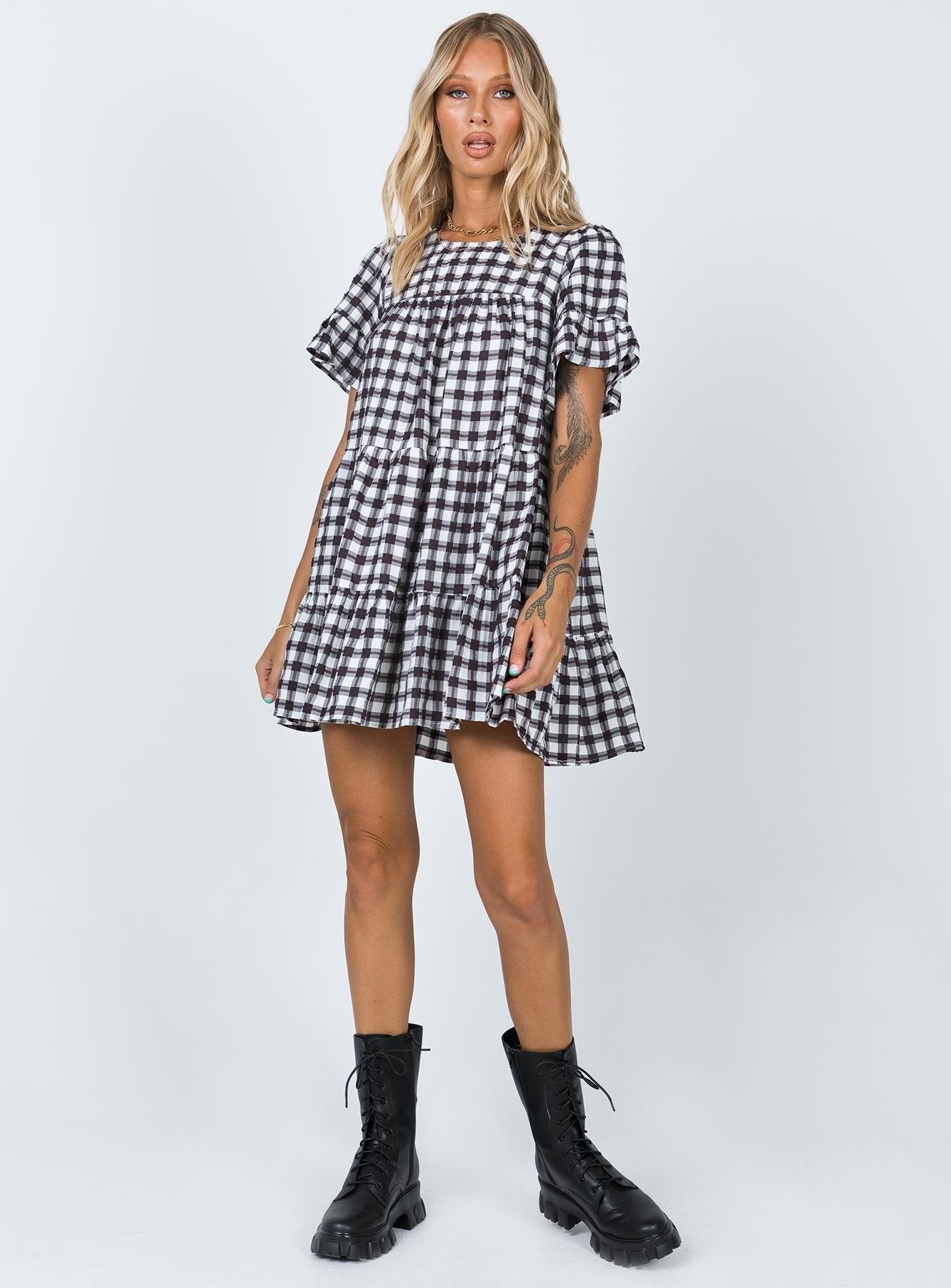Miami Check Mini Dress Black