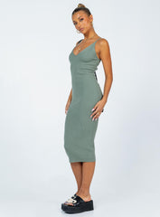 Oxford Midi Dress Green