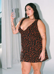 Nellie Mini Dress Black / Red Floral Curve
