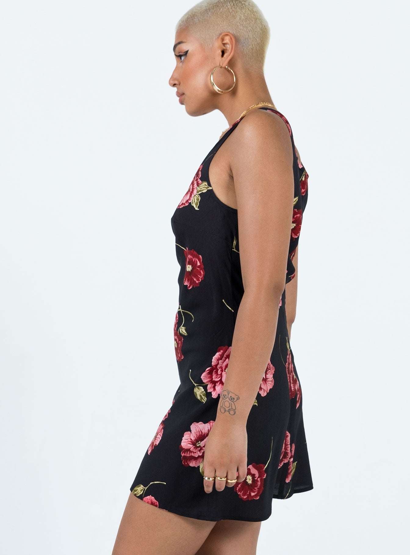 Shelli Vintage Floral Mini Dress Black / Multi