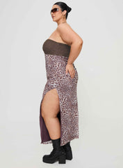 Raidein Strapless Maxi Dress Leopard Curve