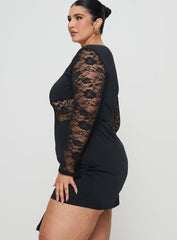 Covington Long Sleeve Mini Dress Black Curve