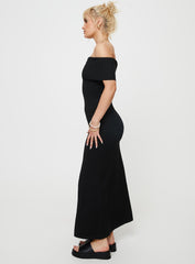 Lassey Off The Shoulder Knit Maxi Dress Black