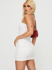 Segura Strapless Mini Dress White / Floral