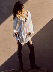 Nena Linen Blend Mini Dress White