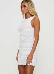 Francoise Shirred Mini Dress White