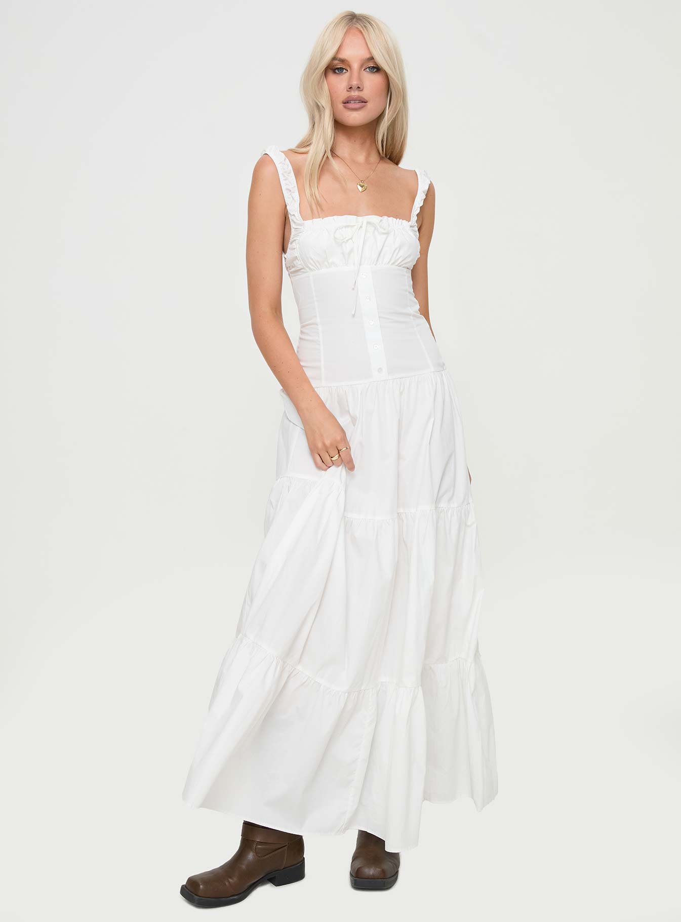 Heart Shaped Maxi Dress White