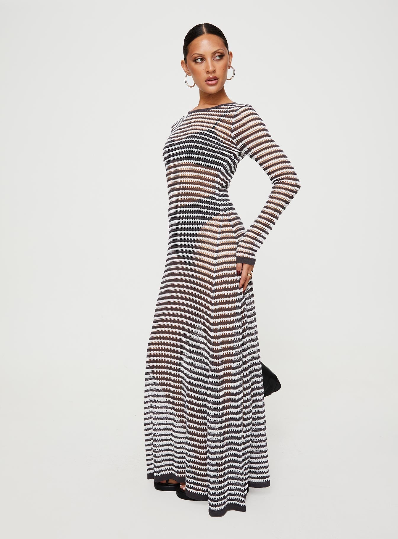 Ikaris Long Sleeve Maxi Dress Grey / White