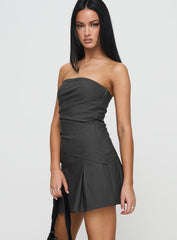 Belleza Strapless Mini Dress Slate Grey