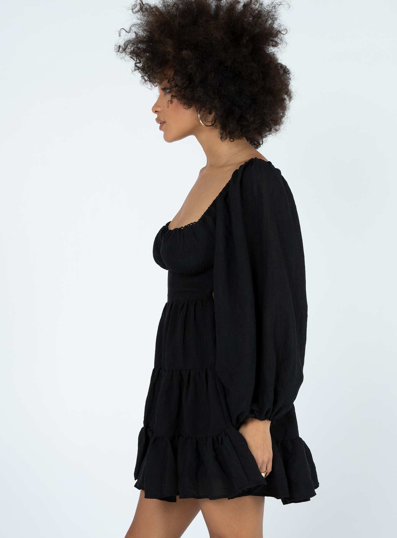 Danny Long Sleeve Mini Dress Black