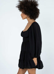 Danny Long Sleeve Mini Dress Black