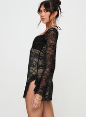 Aubriella Lace Mini Dress Black