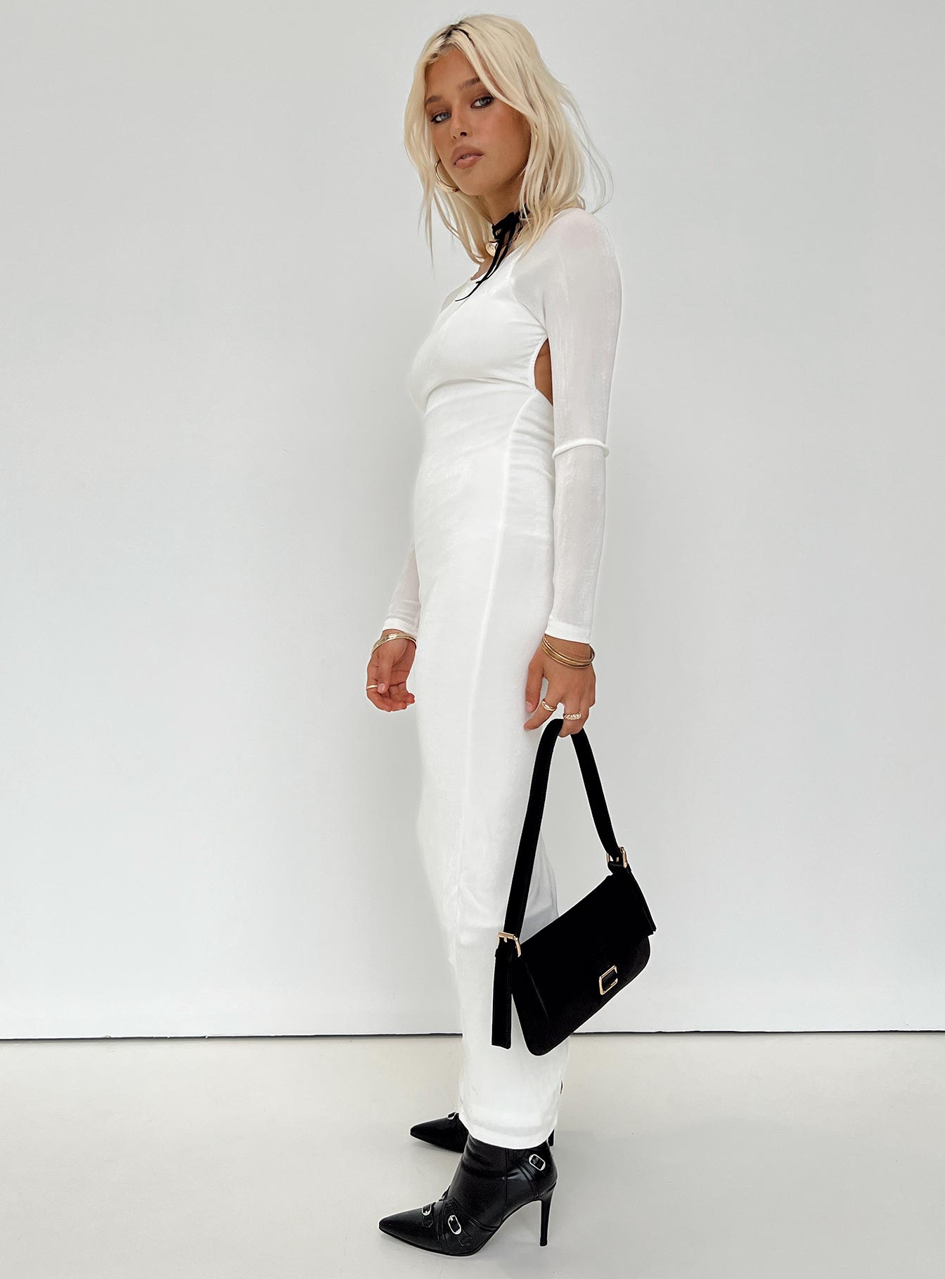Mariani Backless Maxi Dress White