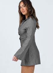 Anni Pin Stripe Mini Dress Grey