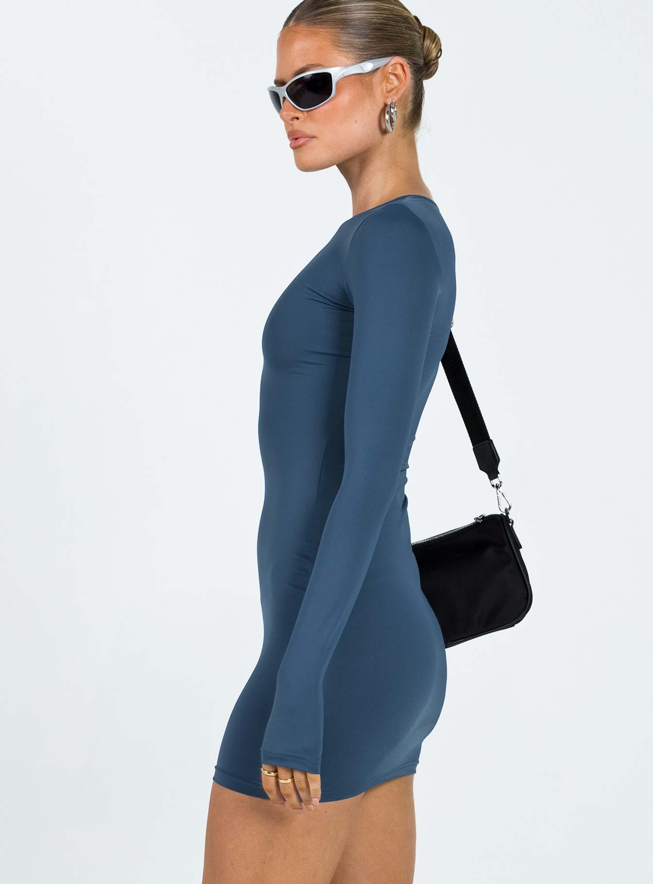 Farro Long Sleeve Mini Dress Navy