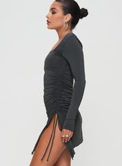Caprani Long Sleeve Mini Dress Grey