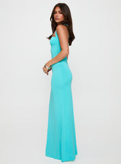 Anasofia Halter Maxi Dress Aqua