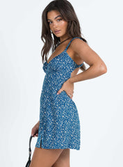 Georgia Mini Dress Blue Floral Lower Impact