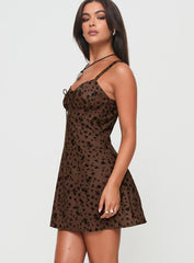 Cadie Mini Dress Brown / Floral