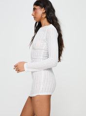 Lansen Long Sleeve Mini Dress White