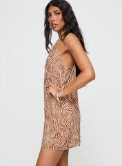 Akari Mini Dress Brown Zebra