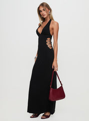 Make A Fortune Hardware Halter Maxi Dress Black