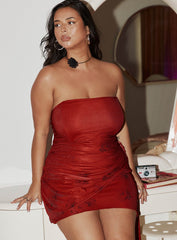 Quinlan Strapless Mini Dress Red Curve