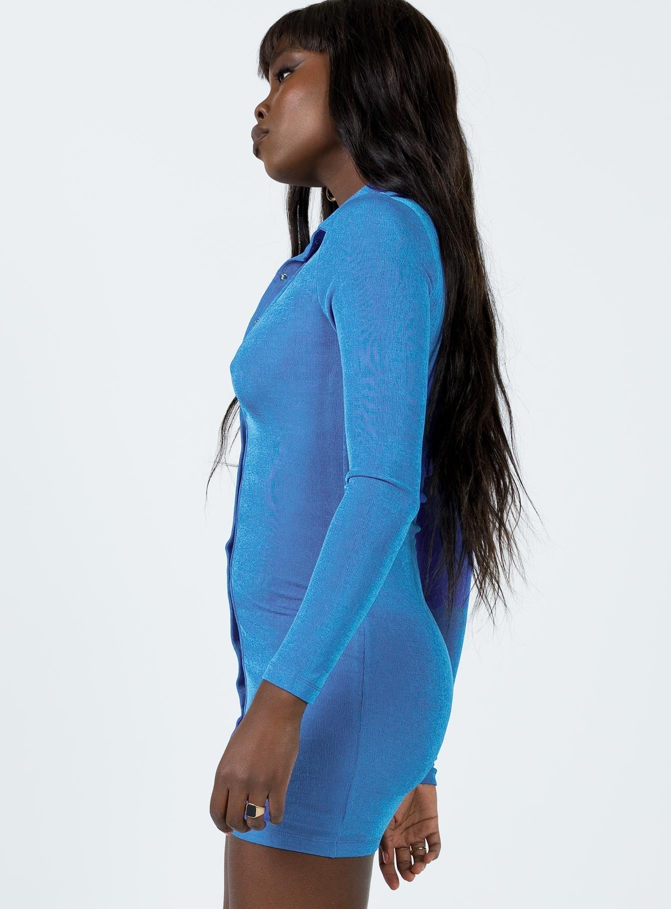 Elody Long Sleeve Mini Dress Blue