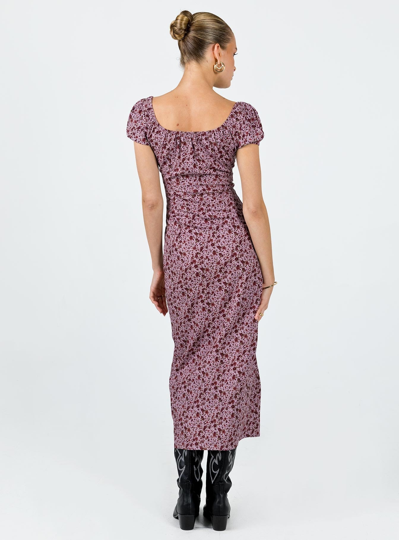Motel Larson Dress 90s Floral Burgundy