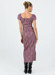 Motel Larson Dress 90s Floral Burgundy