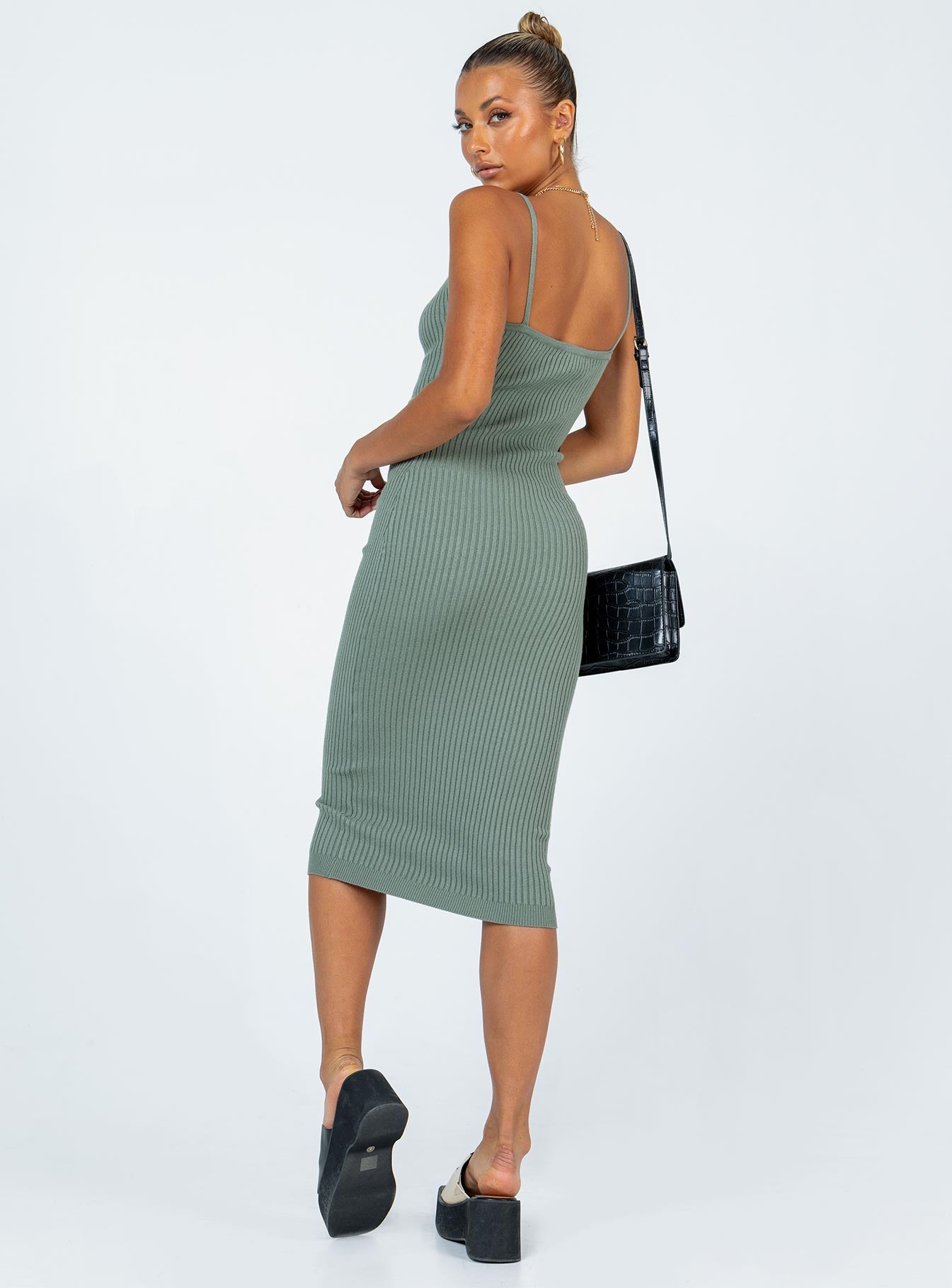 Oxford Midi Dress Green