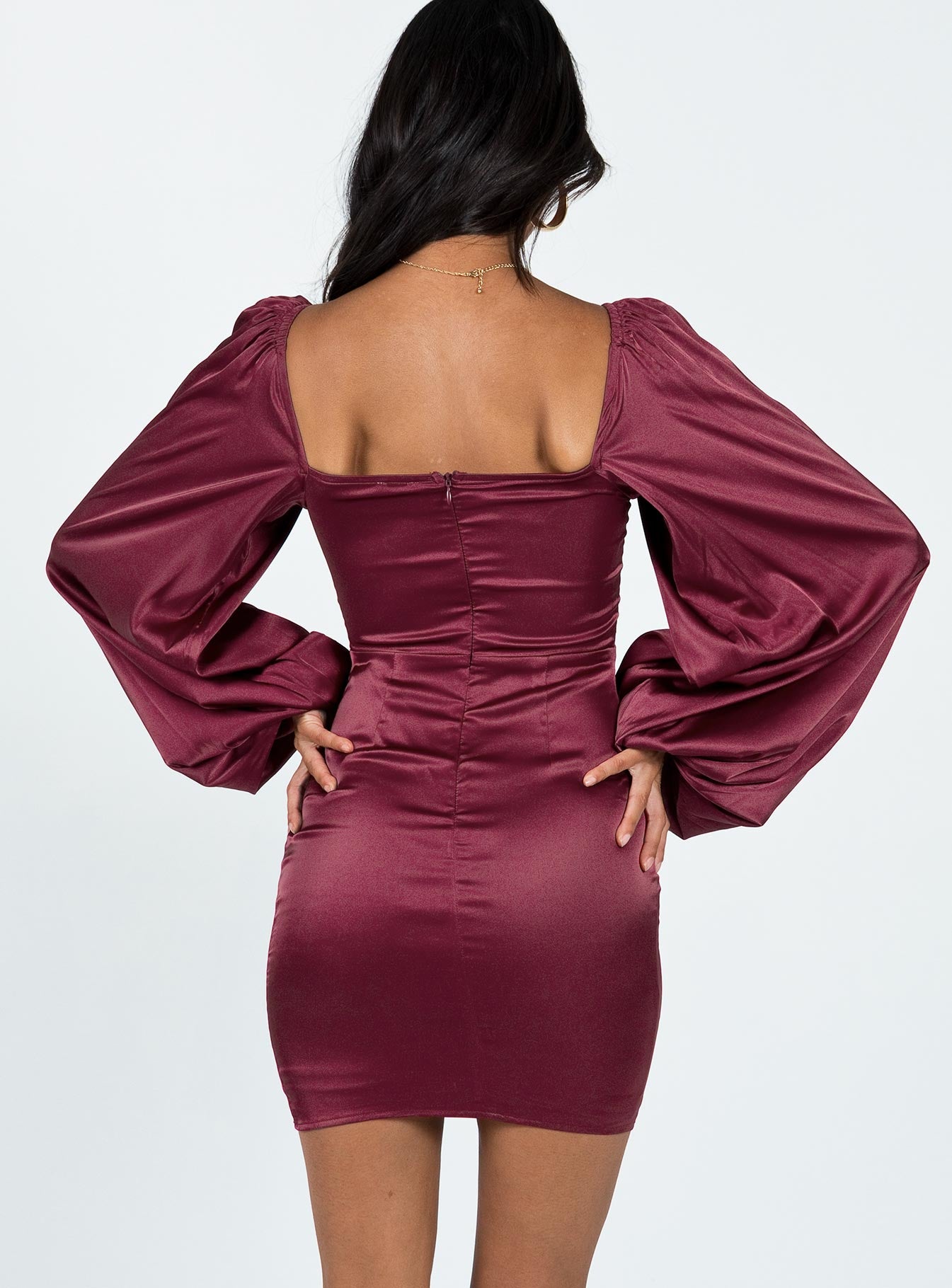 Karuah Long Sleeve Mini Dress Burgundy