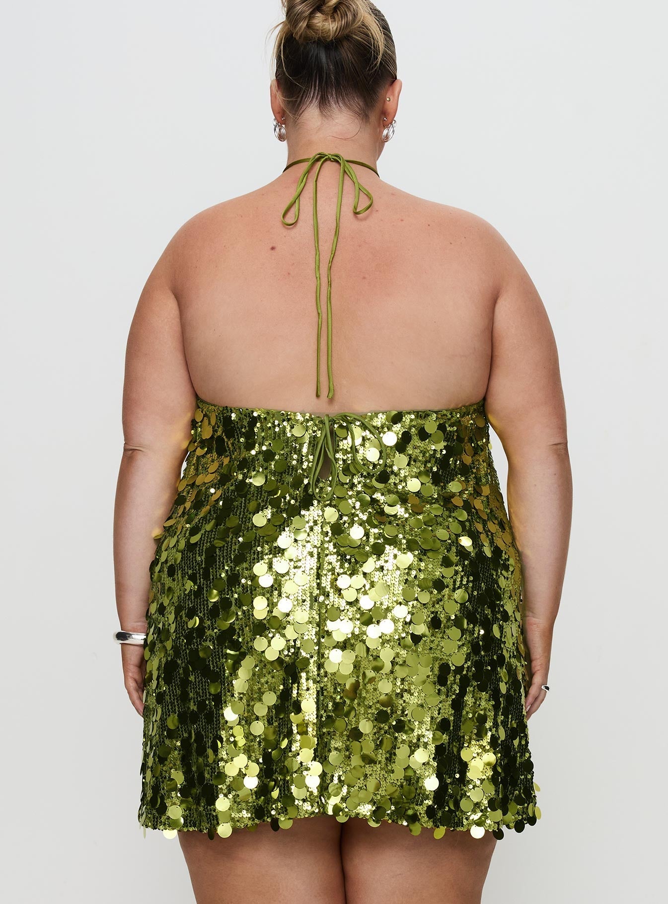 Fluorescents Halter Mini Dress Green Curve