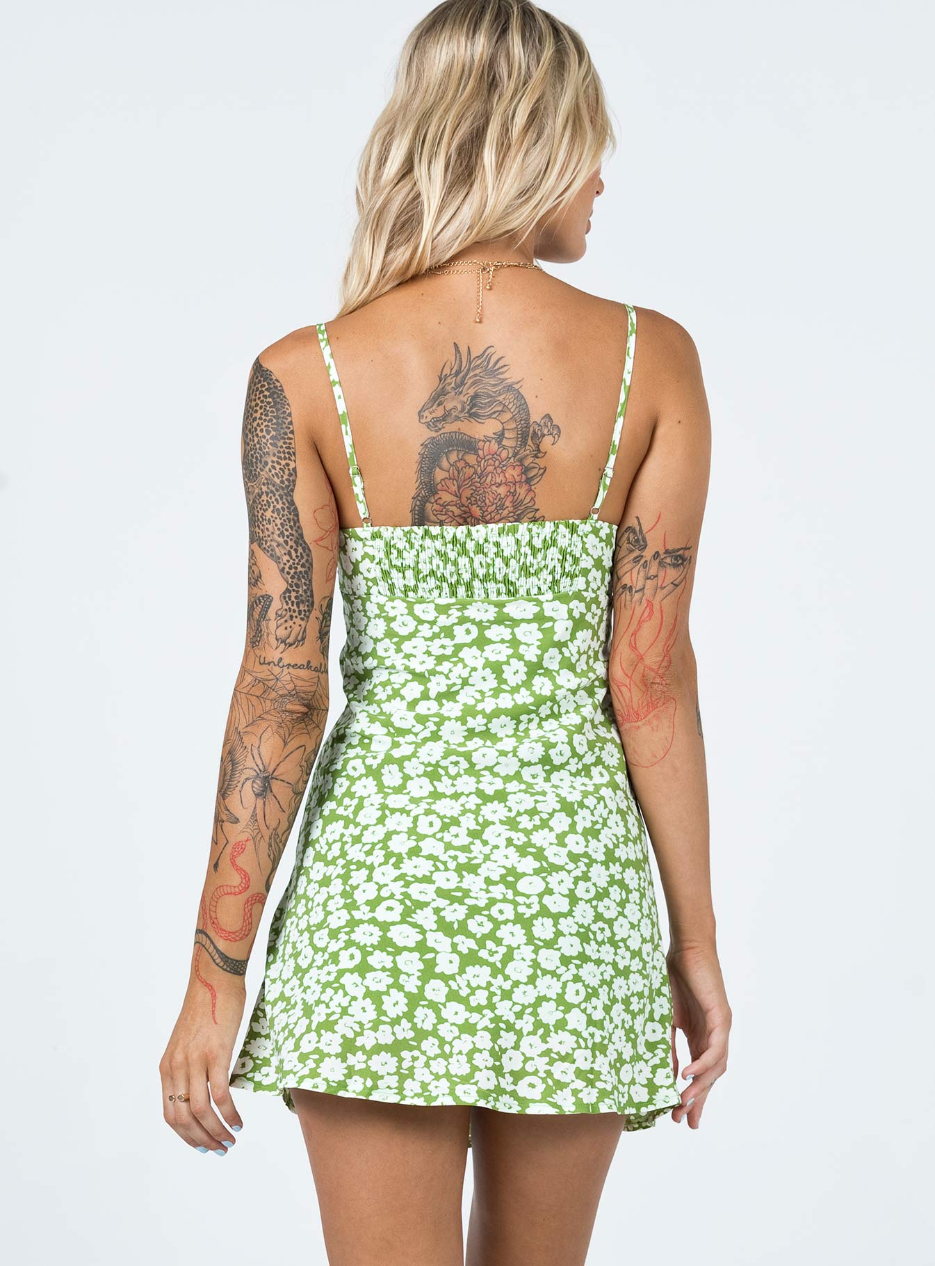 Tasmin Mini Dress Green Floral