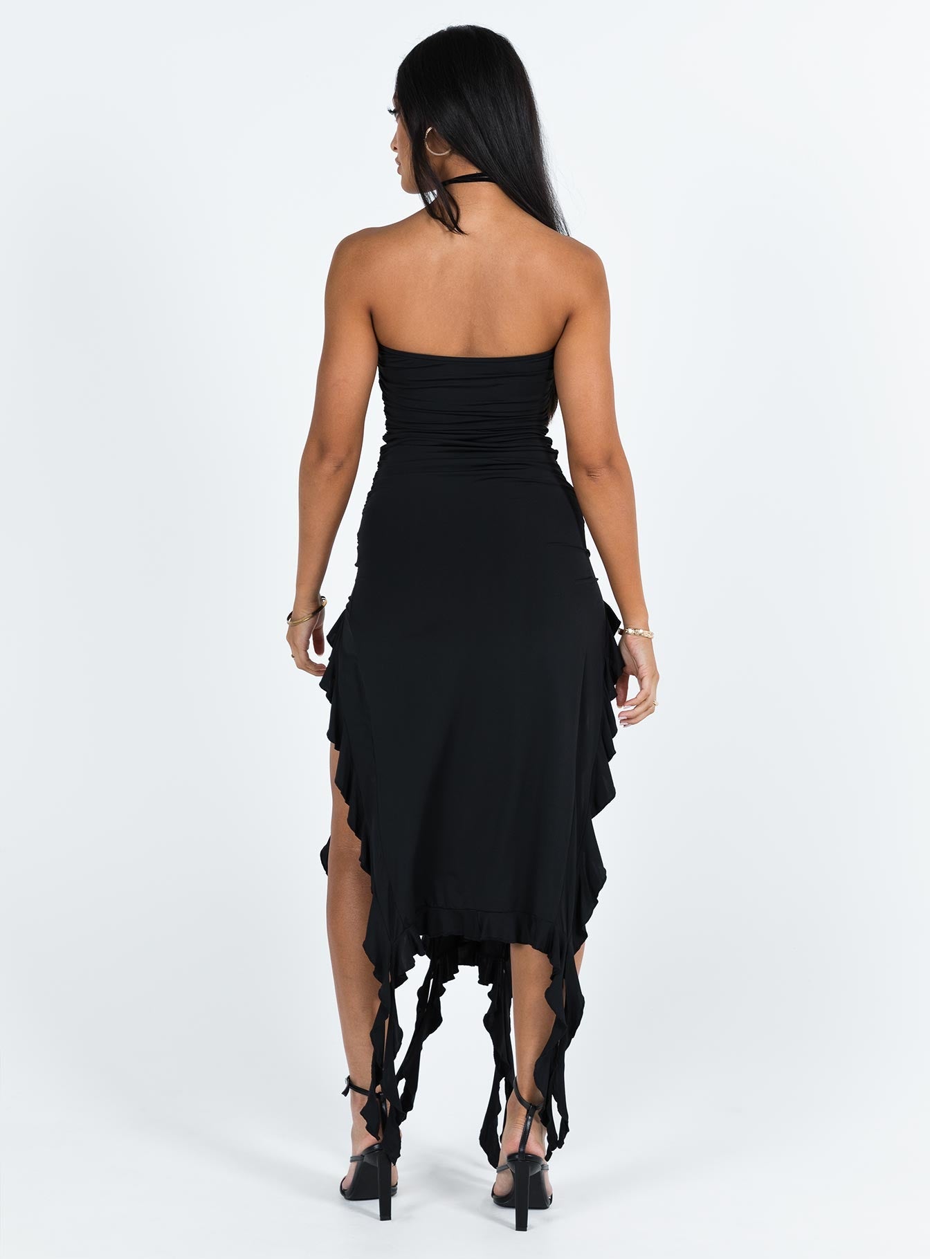 Rendezvous Strapless Midi Dress Licorice