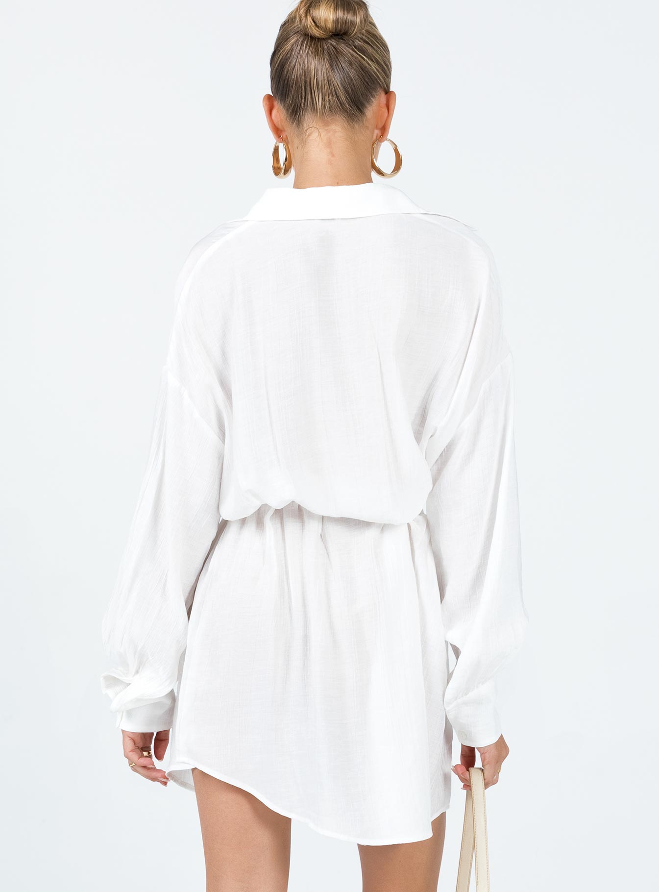 Bilari Textured Fabric Shirt Dress White