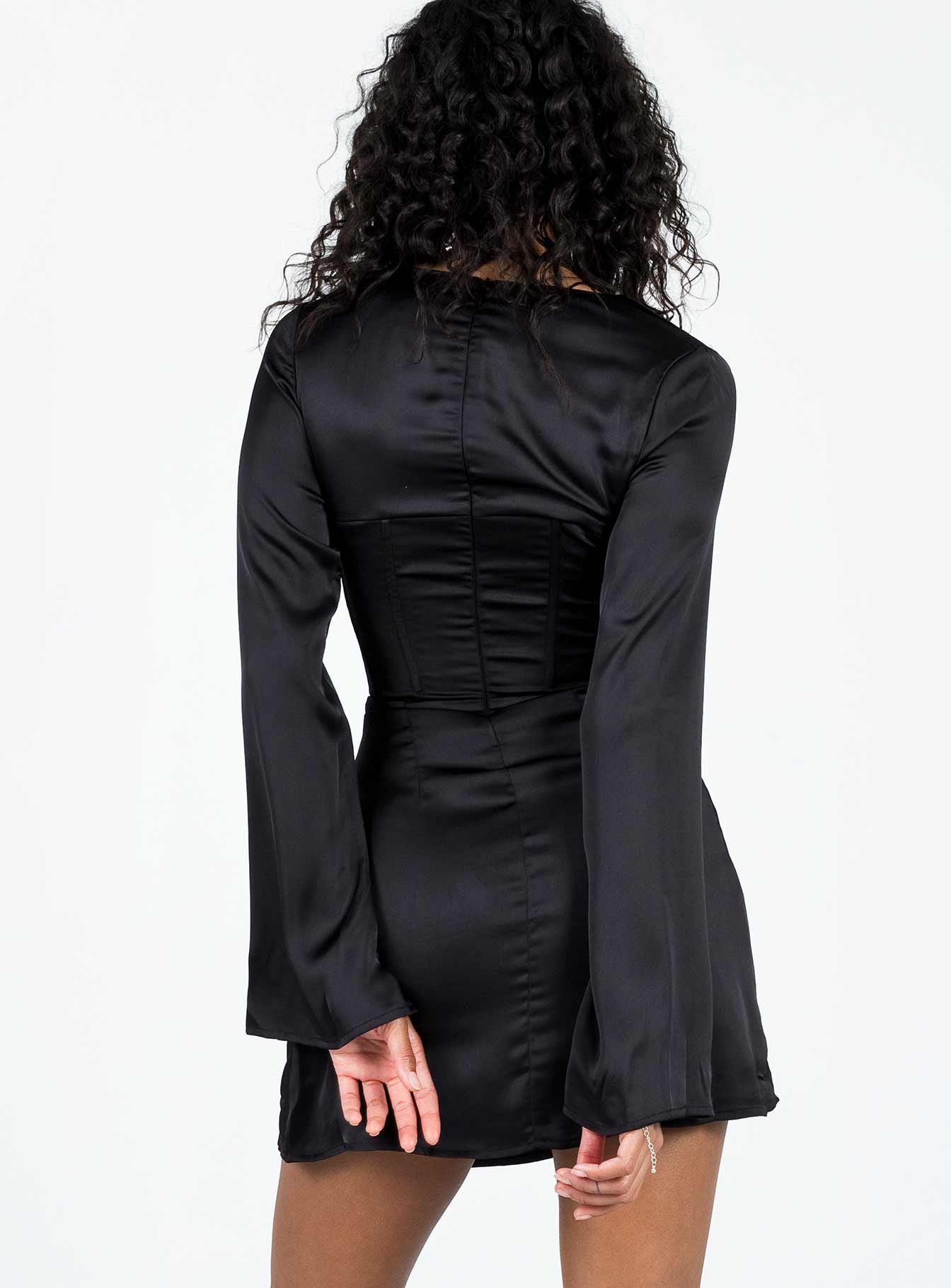 Gael Long Sleeve Mini Dress Black