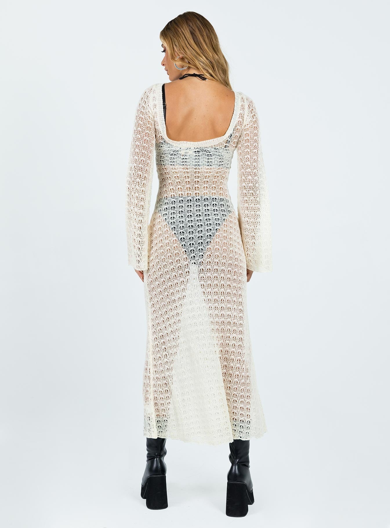 Margarida Crochet Maxi Dress Beige