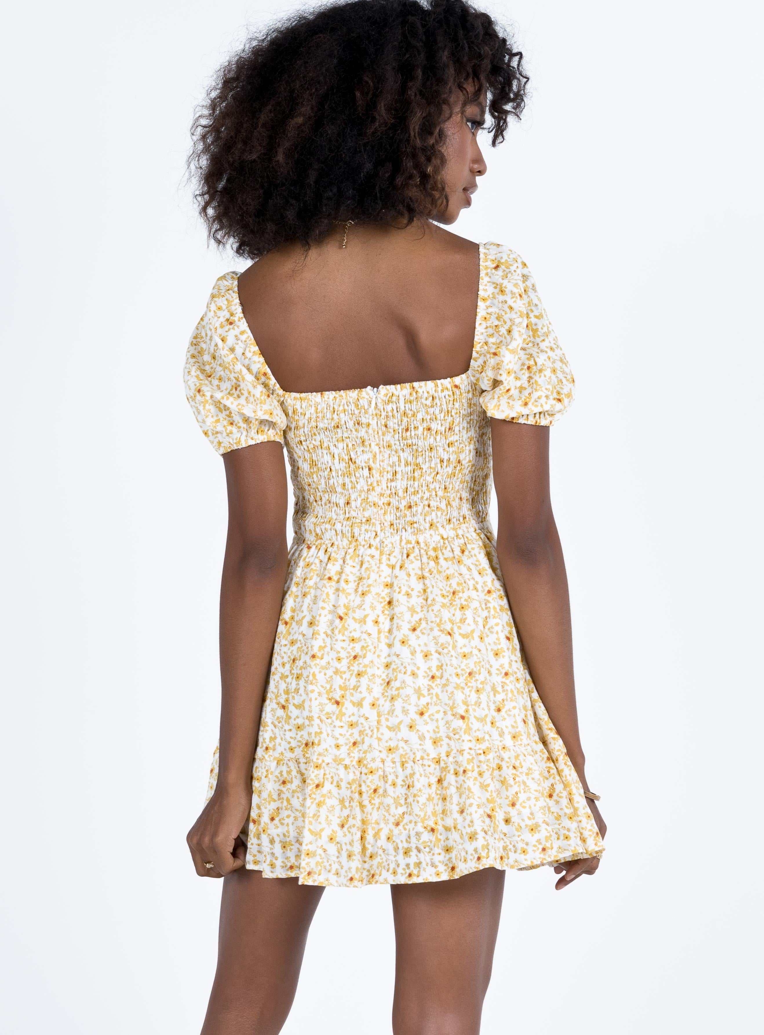 Kaori Mini Dress Yellow Floral