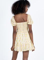 Kaori Mini Dress Yellow Floral