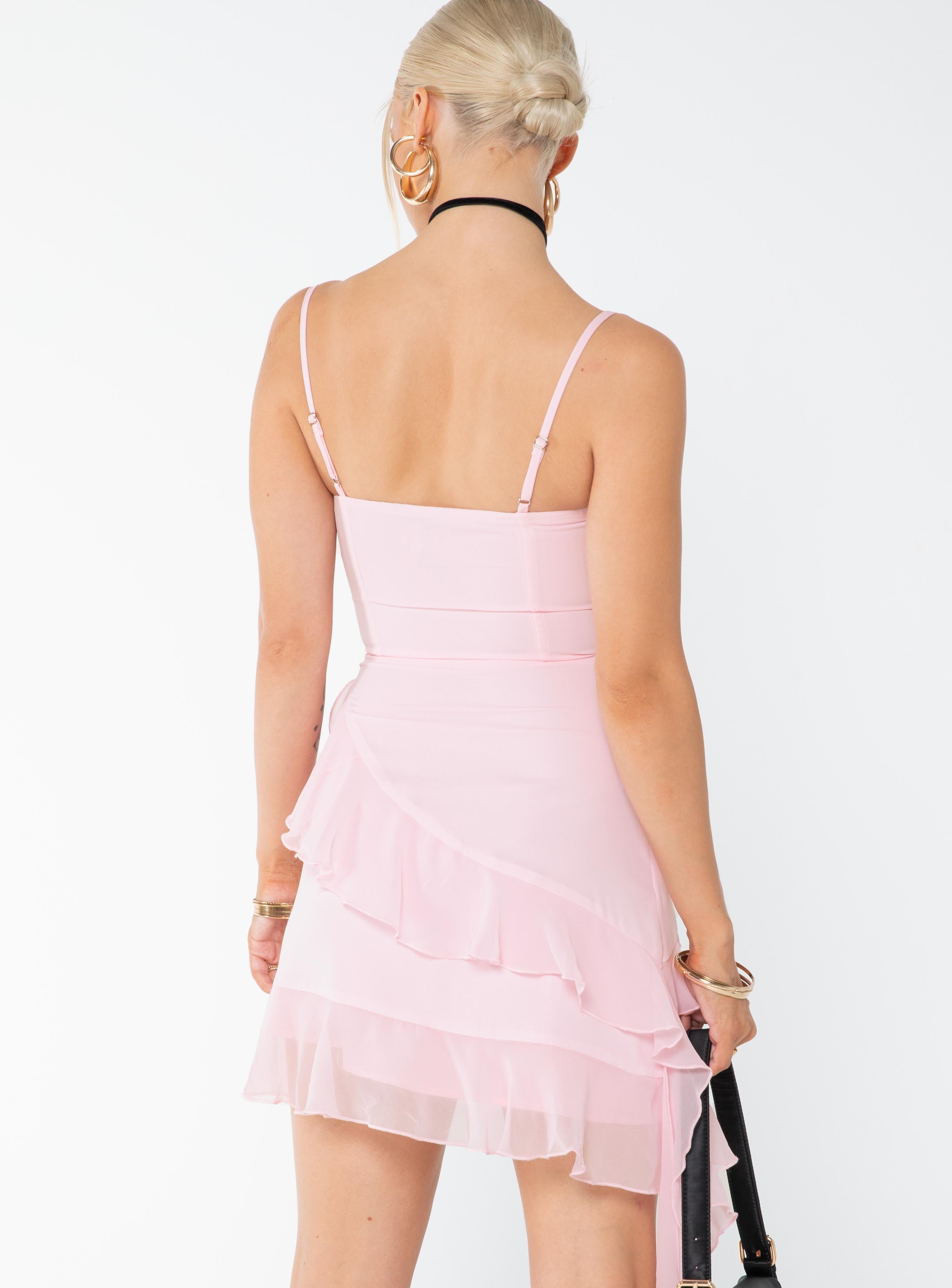 Sopha Frill Mini Dress Pink