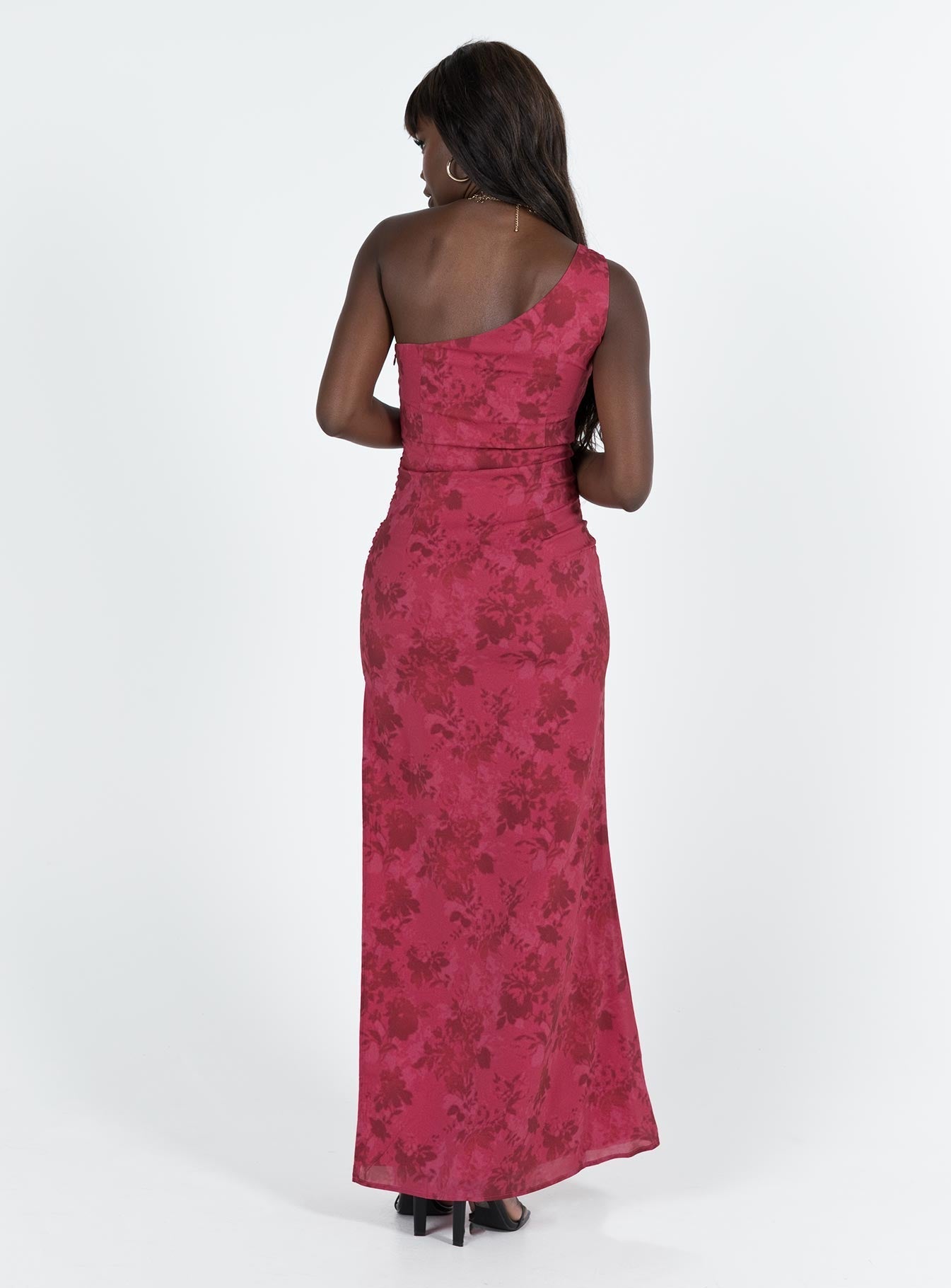 Chika One Shoulder Maxi Dress Red