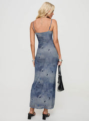 Scottson Mesh Maxi Dress Blue
