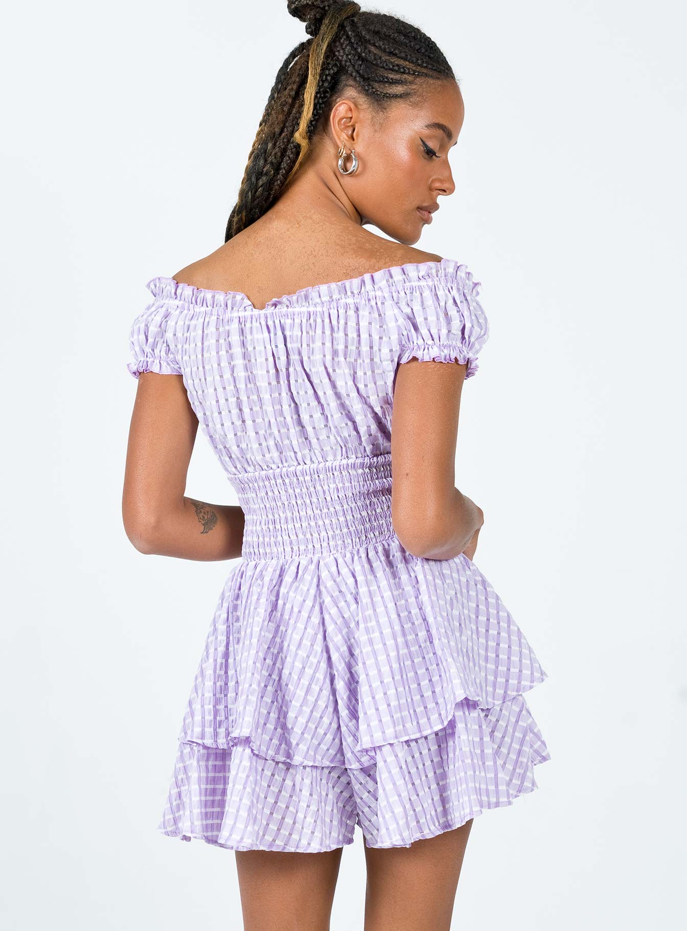 The Love Galore Playsuit Purple Gingham