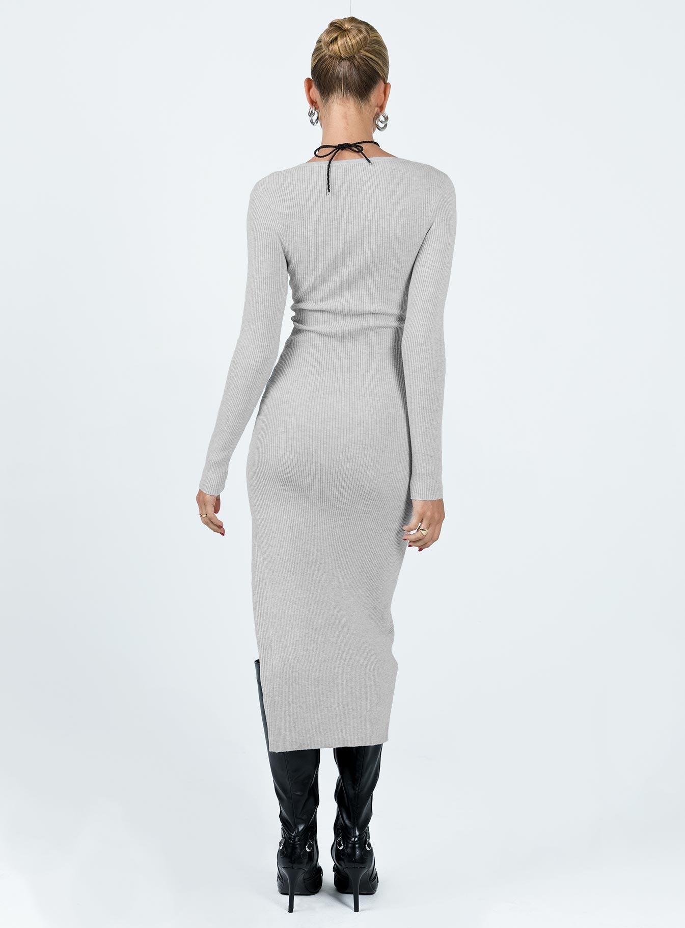 Fitro Long Sleeve Maxi Dress Grey