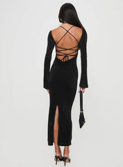 Janice Long Sleeve Maxi Dress Black