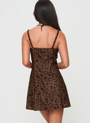 Cadie Mini Dress Brown / Floral