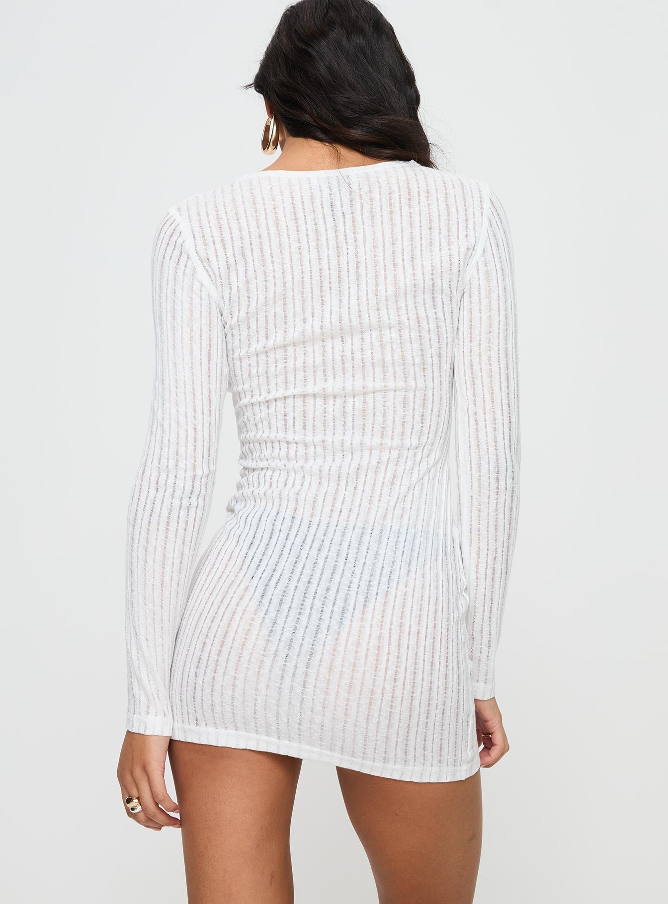Lansen Long Sleeve Mini Dress White