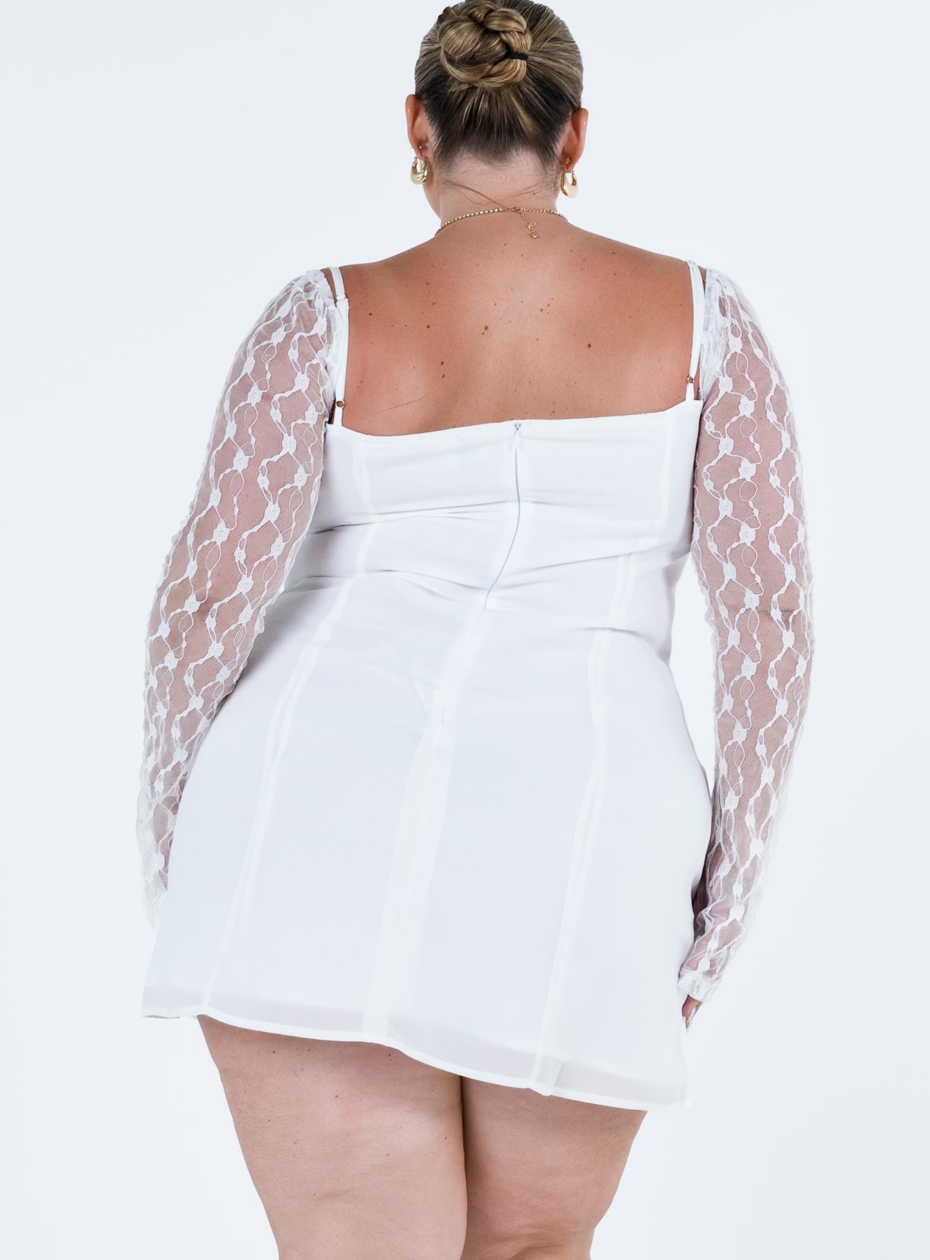 Ashwood Lace Sleeve Mini Dress White Curve